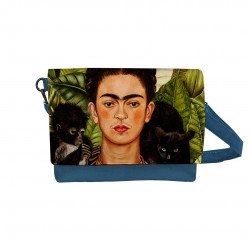 کیف دوشی طرح خودنگار با گردنبند آهنی و پرنده از فریدا