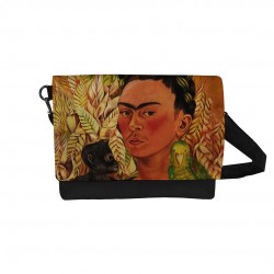 کیف دوشی طرح خودنگار با میمون و طوطی از فریدا