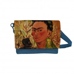 کیف دوشی طرح خودنگار با میمون و طوطی از فریدا