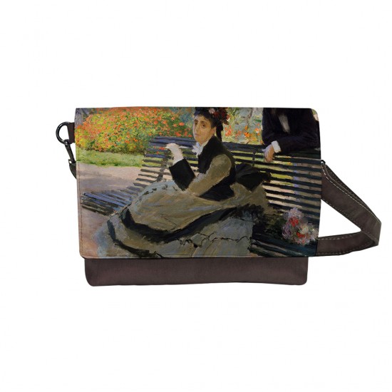 کیف دوشی طرح کامیل مونه رو نیمکت باغ از مونه