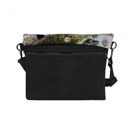 کیف دوشی طرح کامیل مونه رو نیمکت باغ از مونه