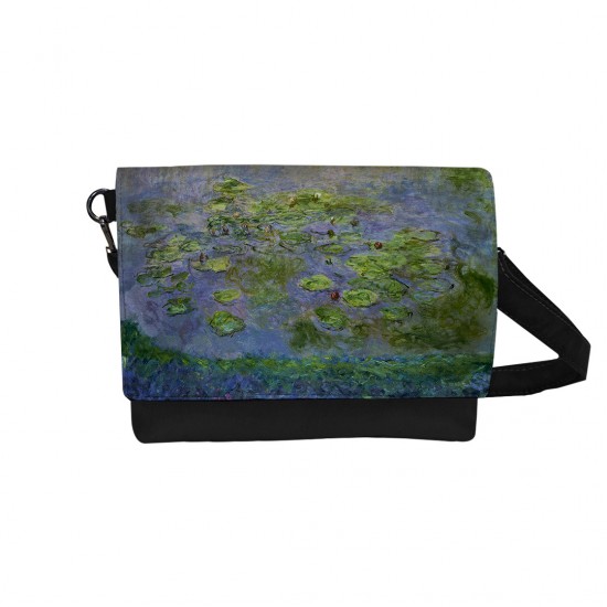 کیف دوشی طرح نیلوفر های آبی از مونه