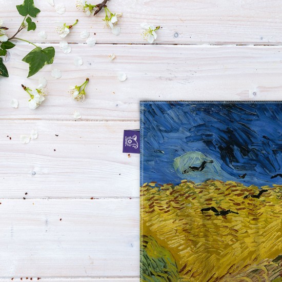 کادوپیچ پارچه‌ ای طرح مزرعه گندم و کلاغ ها از ونگوگ