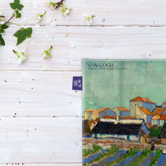 کادوپیچ پارچه‌ ای طرح نمایی از سن ماریه د لامر از ونگوگ