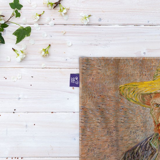 کادوپیچ پارچه‌ ای طرح خودنگار با کلاه حصیری از ونگوگ