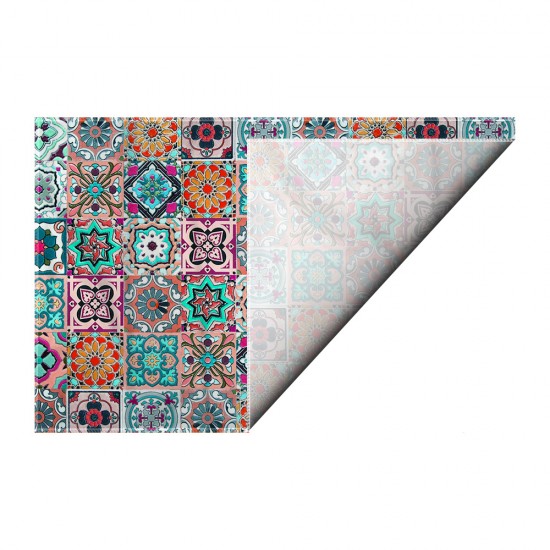 کادوپیچ پارچه‌ ای طرح کاشی رنگی