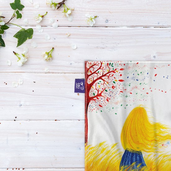 کادوپیچ پارچه‌ ای طرح دختری در گندم زار