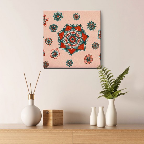 تابلو شاسی طرح ماندالا سبز و قرمز