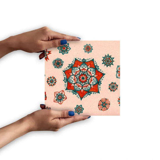 تابلو شاسی طرح ماندالا سبز و قرمز