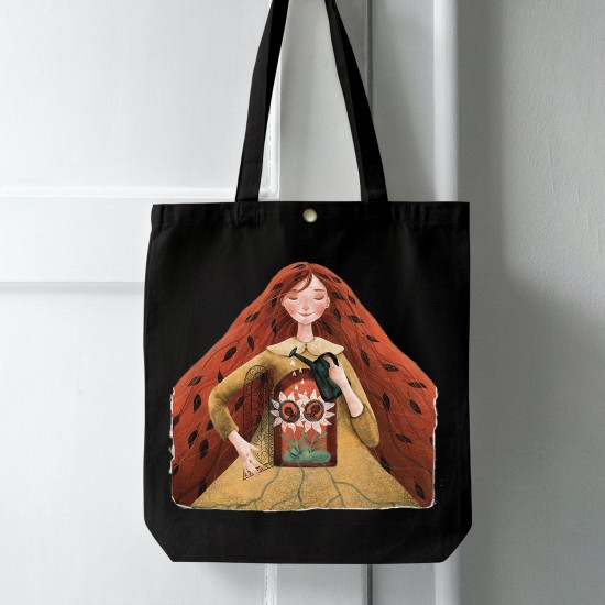 تت بگ متقال مشکی طرح دختر آفتابگردان