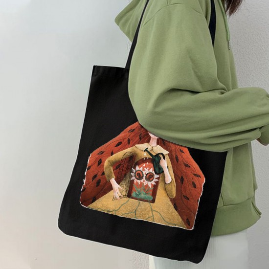 تت بگ متقال مشکی طرح دختر آفتابگردان