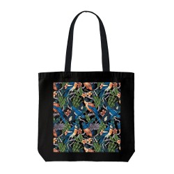 تت بگ متقال مشکی طرح بافت گل و پرنده