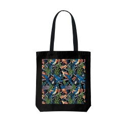 تت بگ متقال مشکی طرح بافت گل و پرنده