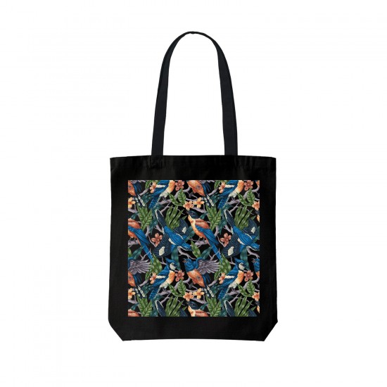 تت بگ متقال مشکی طرح بافت گل و پرنده