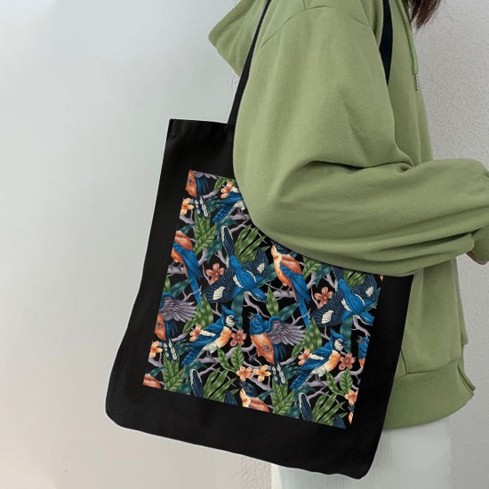 تت بگ متقال مشکی طرح بافت گل و پرنده