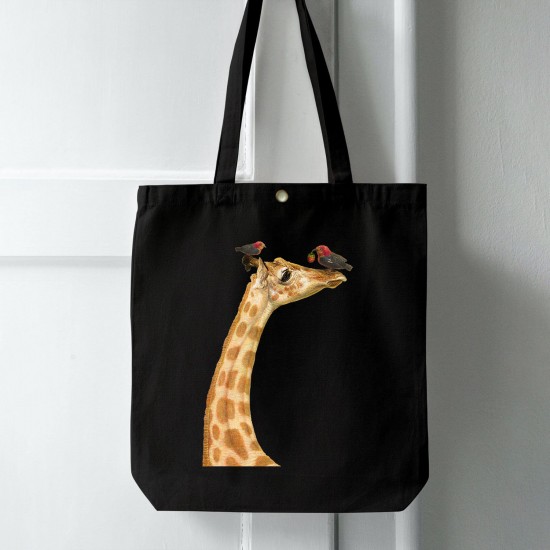 تت بگ متقال مشکی طرح زرافه و پرنده ها