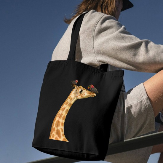 تت بگ متقال مشکی طرح زرافه و پرنده ها