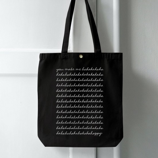 تت بگ متقال مشکی طرح جمله ی انگلیسی تو مرا شاد می کنی