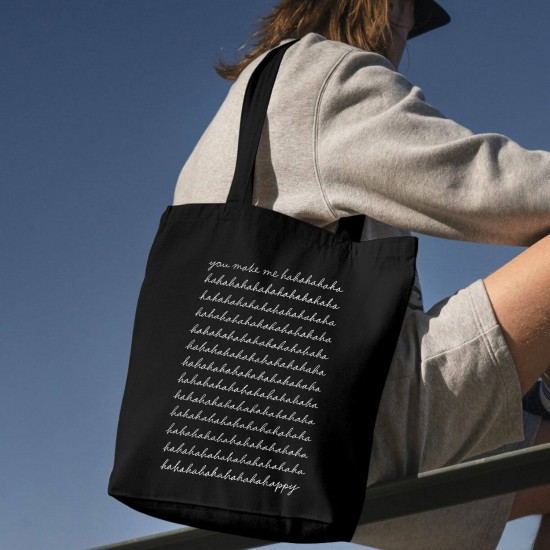 تت بگ متقال مشکی طرح جمله ی انگلیسی تو مرا شاد می کنی