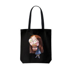 تت بگ متقال مشکی طرح دختر و کتاب