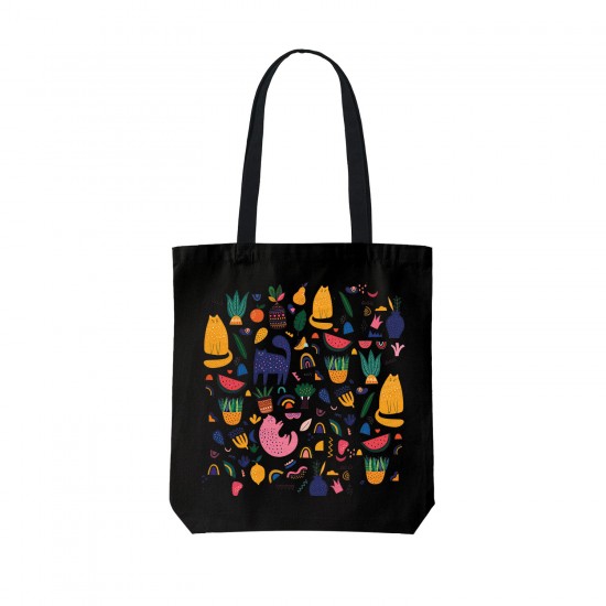 تت بگ متقال مشکی طرح گربه و میوه