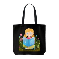 تت بگ متقال مشکی طرح دختر و کتابخوانی در طبیعت