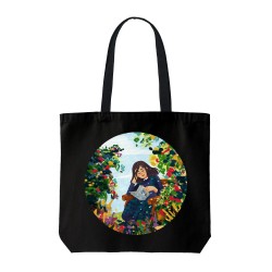 تت بگ متقال مشکی طرح دخترک کتابخوان در مزرعه رنگی