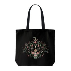 تت بگ متقال مشکی طرح گل و گلدان