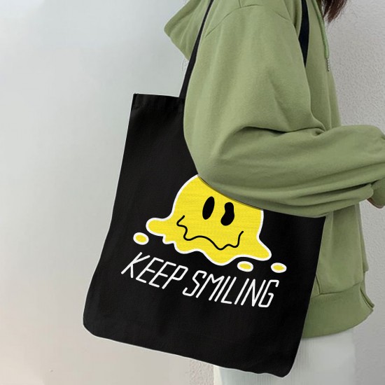 تت بگ متقال مشکی طرح لبخند بزن