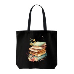 تت بگ متقال مشکی طرح کتاب و برگ های پاییزی