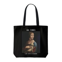 تت بگ متقال مشکی طرح خانم و قاقم از داوینچی