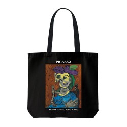 تت بگ متقال مشکی طرح زن نشسته با لباس آبی از پیکاسو