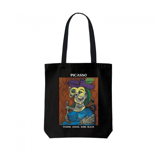 تت بگ متقال مشکی طرح زن نشسته با لباس آبی از پیکاسو