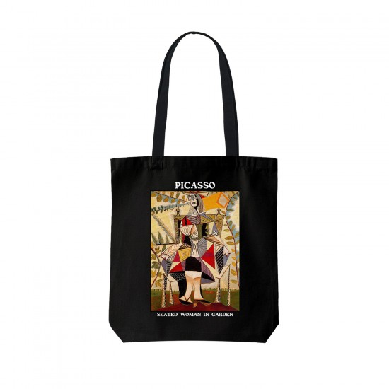 تت بگ متقال مشکی طرح زنی نشسته در باغ از پیکاسو