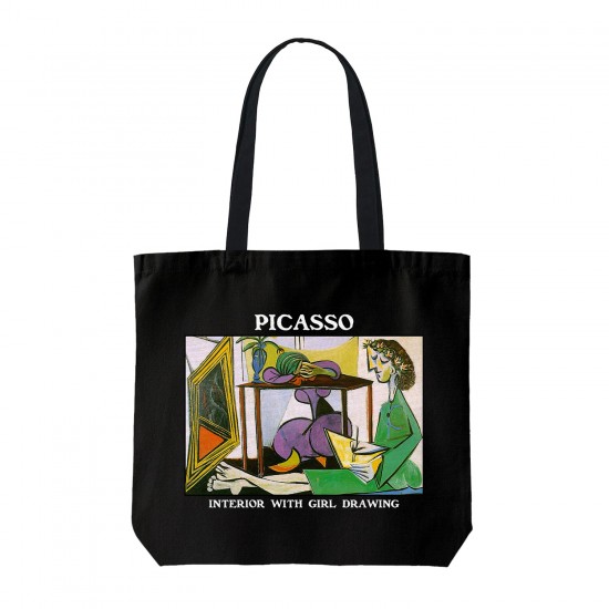 تت بگ متقال مشکی طرح داخلی از دختر در حال نقاشی از پیکاسو