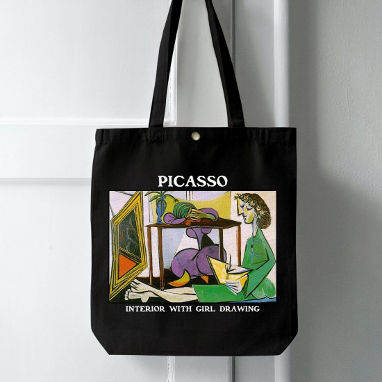 تت بگ متقال مشکی طرح داخلی از دختر در حال نقاشی از پیکاسو