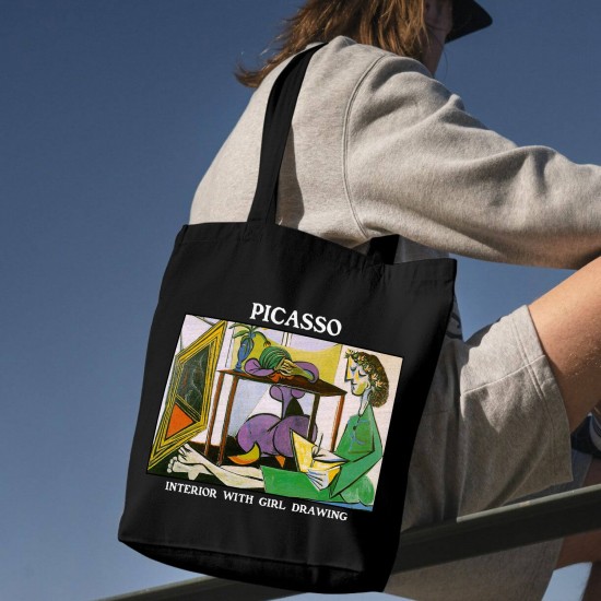 تت بگ متقال مشکی طرح داخلی از دختر در حال نقاشی از پیکاسو