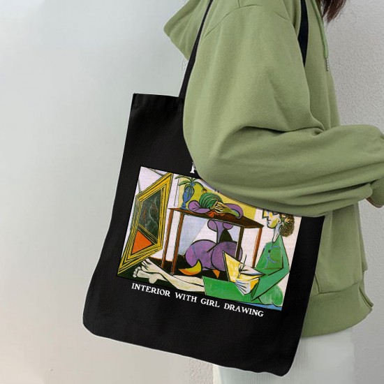 تت بگ متقال مشکی طرح داخلی از دختر در حال نقاشی از پیکاسو