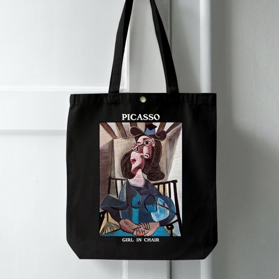 تت بگ متقال مشکی طرح دختر روی صندلی از پیکاسو