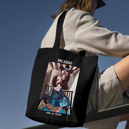 تت بگ متقال مشکی طرح دختر روی صندلی از پیکاسو