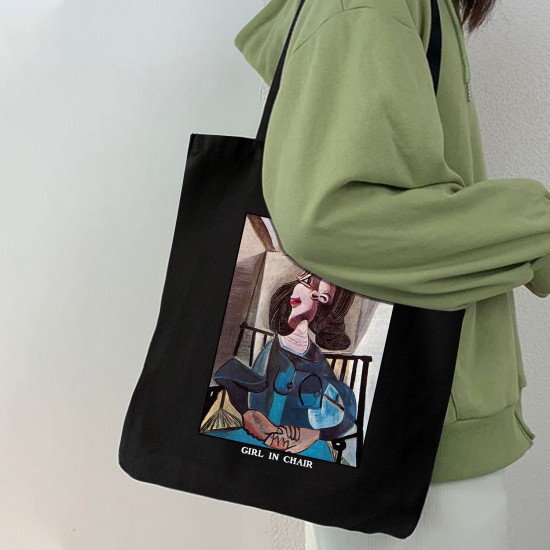 تت بگ متقال مشکی طرح دختر روی صندلی از پیکاسو