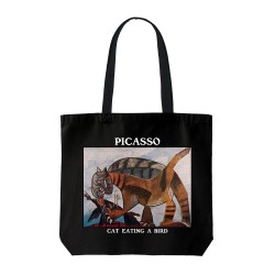 تت بگ متقال مشکی طرح گربه در حال خوردن پرنده از پیکاسو