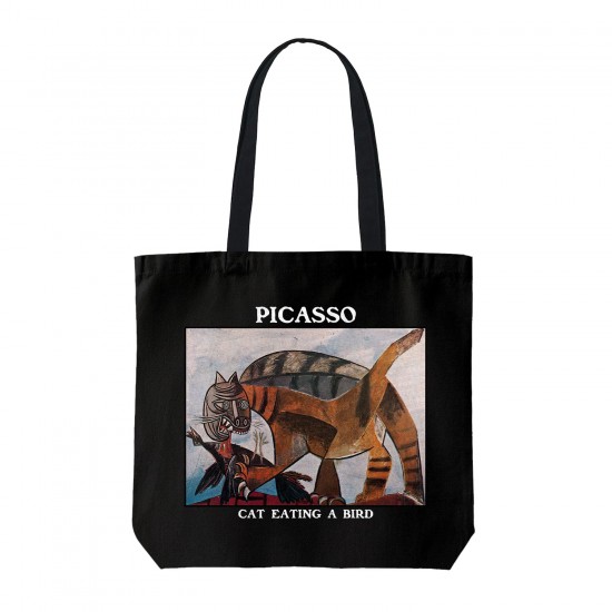 تت بگ متقال مشکی طرح گربه در حال خوردن پرنده از پیکاسو