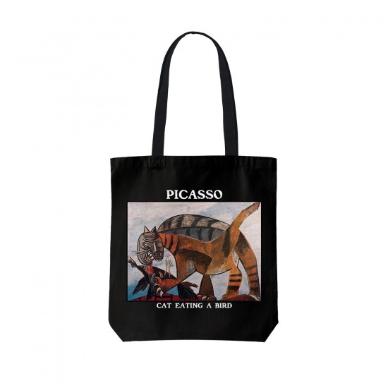 تت بگ متقال مشکی طرح گربه در حال خوردن پرنده از پیکاسو