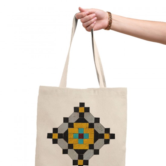 تت بگ متقال طرح کاشی زرد و مشکی