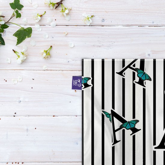کادوپیچ پارچه‌ ای طرح حرف A پروانه ای