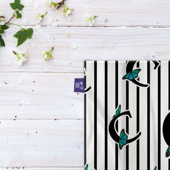 کادوپیچ پارچه‌ ای طرح حرف C پروانه ای