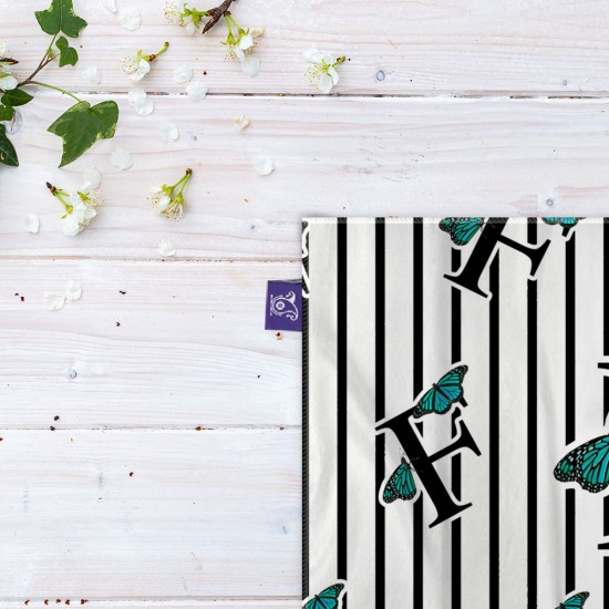 کادوپیچ پارچه‌ ای طرح حرف F پروانه ای