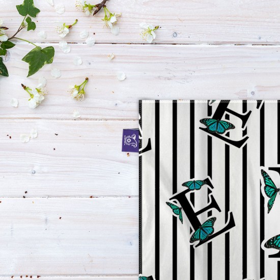 کادوپیچ پارچه‌ ای طرح حرف E پروانه ای