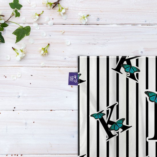 کادوپیچ پارچه‌ ای طرح حرف K پروانه ای